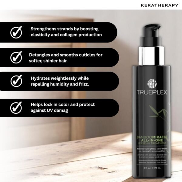 KERATHERAPY Trueplex Bamboo Miracle All-In-One Conditioning Treatment, 6 oz., 178 ml - Vegan Leave in Hair Strengthener with Baobab, Grape Seeds & Bamboo Extract for Color Treated, Dry & Damaged Hair