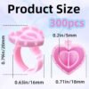 300 Pcs Glue Rings for Eyelash Extensions,Disposable Rings for Lashes Cute Lash Glue Holder Heart Rings Glue Cup Glue Rings Smart Glue Cup,Use for Eyelash Extension Supplies(Pink)