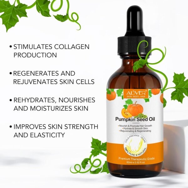 71ypGBra-TL._SL1500_.jpg Pumpkin Seed Oil, Pumpkin Seed Oil for Hair Growth, Pure Cold Pressed Pumpkin Seed Oil for Dry Damaged Hair Growth, Hydrating, Scalp Moisturizer, Nourishment - 60ML