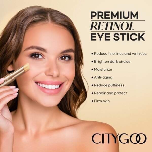 71z02vXH6gL._SL1500_.jpg CITYGOO Retinol Eye Stick With Collagen, Hyaluronic Acid For Dark Circle, Under Eye Cream Anti Aging, For Puffiness and Bags Reduces Fine Lines (Retinol Eye Stick, 1pcs)
