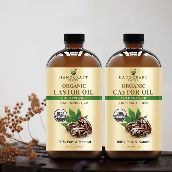 71z03n8iN2L._SL1500_.jpg Handcraft Blends Cold-Pressed Organic Castor Oil in Glass Bottle - 16 Fl Oz - 100% Pure and Natural - Premium Grade Carrier Oil for Hair Growth, Eyelashes and Eyebrows - Hair and Body