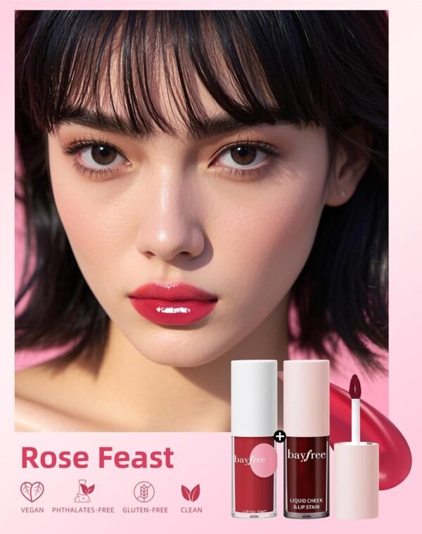 71z0ckDzIwL._SL1500_.jpg Tinted Lip Oil & Lip Stain Set, Korean Makeup, Smudge-Proof,Long-Wearing, 2-in-1 Cheek and Lip Tint with Moisturizing, High-Shine, Lightweight & Non-Sticky for Dry Lips, Cruelty-Free & Vegan