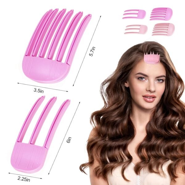 4Pcs Wind Shaping Styling Comb for Fluffy Bangs for Volume and Heatless Curls, Hair Volumizer Styling Tools Hair Lifting Essential for Women's Natural Voluminous Looks (Pink)