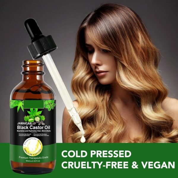 Jamaican Black Castor Oil One Single Ingredient 100% Pure Cold Pressed Castor Oil,Stimulate Thicker Fuller Hair Eyelashes Eyebrows Growth Serum,Scalp Face Body Skin Nail Moisturizer for Unisex