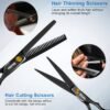 Sirabe 10 PCS Hair Cutting Scissors Set, Professional Haircut Scissors Kit with Cutting Scissors, Thinning Shears, Comb, Cape, Clips, Black Hairdressing Texturizing Shears Set for Barber, Salon, Home