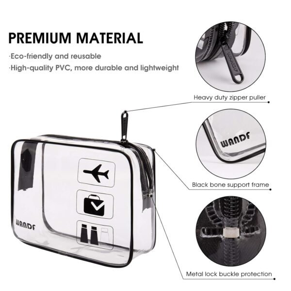 TSA Approved Clear Travel Toiletry Bag wih Zippers Carry-on Travel Accessories Quart Size Toiletries Cosmetic Pouch Makeup Bags for Men and Women (2 pcs)