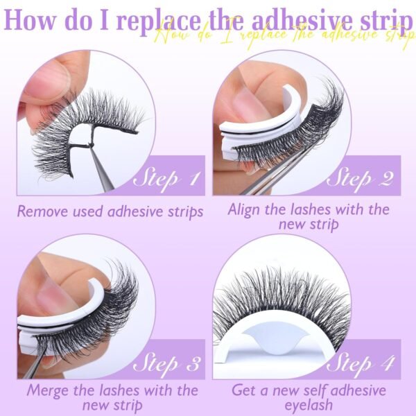 71zRkFISLQL._SL1500_.jpg Self Adhesive Eyelashes Natural Pre-glued Lashes No Glue Needed Lashes Cat Eye Lashes Faux Mink Eyelashes Reusable Self Adhesive Lashes 5 Pairs by zanlufly