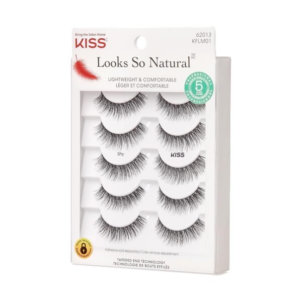 71zUjrKlyUL._SL1500_.jpg KISS Looks So Natural, False Eyelashes, 'Shy', 12 mm, Includes 5 Pairs Of Lashes, Contact Lens Friendly, Easy to Apply, Reusable Strip Lashes, Glue On