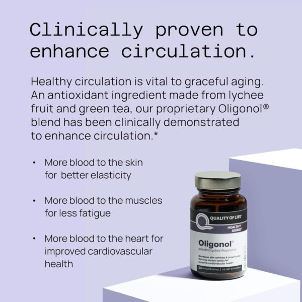 71zVVdXQA9L._AC_SL1500_.jpg Quality of Life - Premium Anti Aging Supplement- Promotes Cardiovascular Health, Circulation & Youth - Oligonol - Includes Antioxidants- Lychee Fruit Extract - 30 Vegicaps