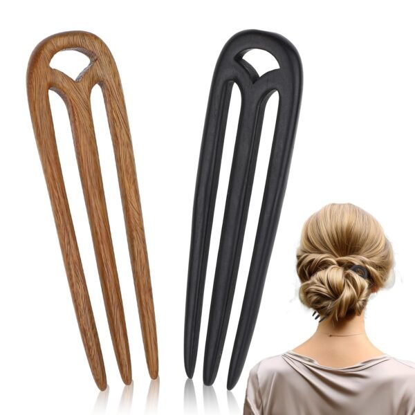 71zccL7GEyL._SL1500_.jpg Wooden Hair Fork, 2 Pcs Ebony Sandalwood French Hair Pin Handmade Carved Hair Sticks for Buns Vintage Hair Styling Tool for Women Girls Chignon Updo Hair Accessories