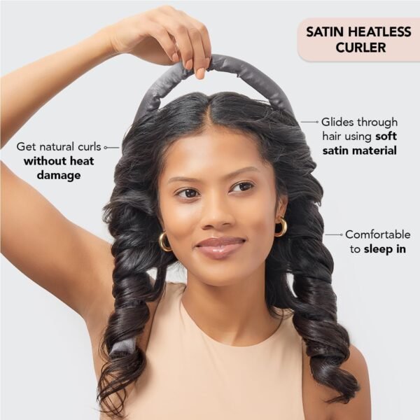 71zgk5kByHL._SL1281_.jpg Kitsch Satin Heatless Hair Curler Set - Heatless Curlers for Heatless Curls Overnight - Hair Rollers for Women, Hair Curlers to Sleep In for Overnight Curls, No Heat Damage Styling - Charcoal