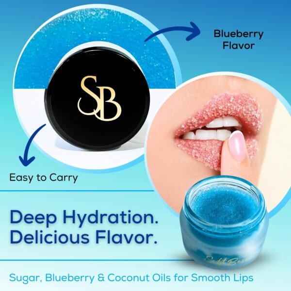 71zgnnMQ0pL._SL1500_.jpg SoftBeso by AlignerOff Sugar Lip Scrub – Blueberry Lip Exfoliator & Moisturizer for Dry, Chapped Lips – Hydrating Sugar Scrub for Smooth Lips – For Men & Women – Ideal for Gifting