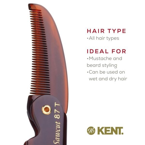 71ziyhAsxYL._SL1500_.jpg Kent 87T Handmade Folding Pocket Comb for Men, Fine Tooth Hair Comb Straightener for Everyday Grooming Styling Hair, Beard or Mustache, Use Dry or with Balms, Saw Cut Hand Polished, Made in England