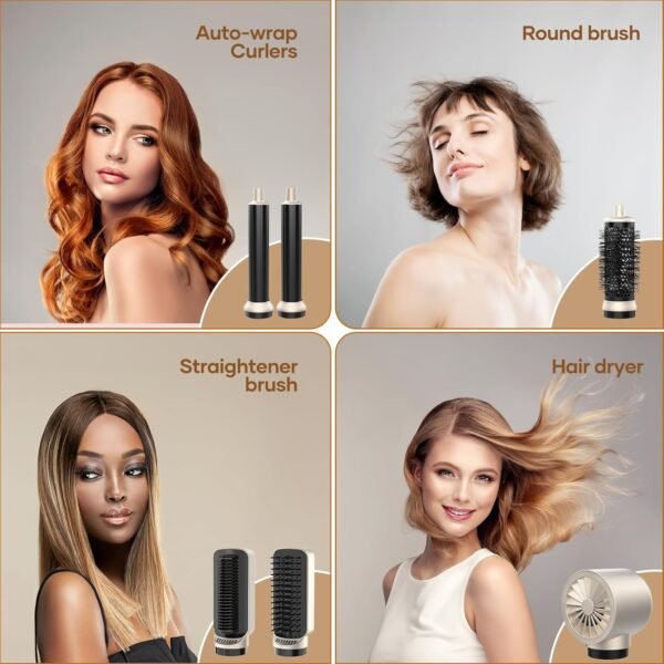 Air Styler Hair Dryer Brush - 6 in 1 Hair Styler Ionic Auto Wrap Hot Air Curler Blow Dryer Brush, 38m/s High Speed Blowout Airflow Hair Dryer Multi Styler Fast Drying Styling for Curly/Straight Hair