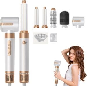 71zoWM9f9qL._AC_SL1500_.jpg 7 in 1 Hair Dryer Brush, Professional Hot Air Styler, 110000 RPM High-Speed Blow Dryer with Negative Ions for Fast Drying Curling Straightening Volumizing Versatile Hair Styling Tool