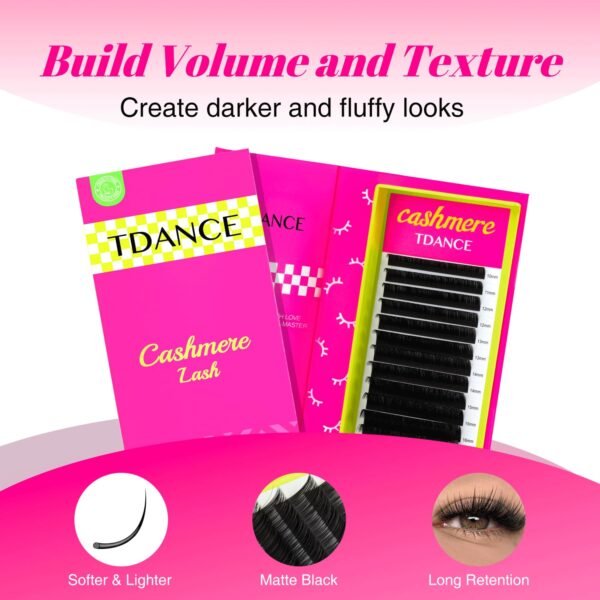 71zxhgjtF5L._SL1500_.jpg TDANCE Cashmere Lash Extensions Super Matte Black Classic Lash Extensions 0.05mm Thickness CC Curl 14-19mm Volume Lash Extensions for Professional Salon Use Eyelash Extension(0.05-CC,14-19mm)
