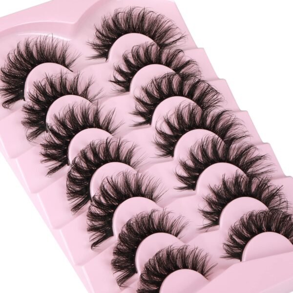 81ToiuWUL._SL1500_.jpg Mink Lashes Wispy 6D False Eyelashes 17mm Volume Cat Eye Lashes that Look Like Extensions Strip Lashes Pack