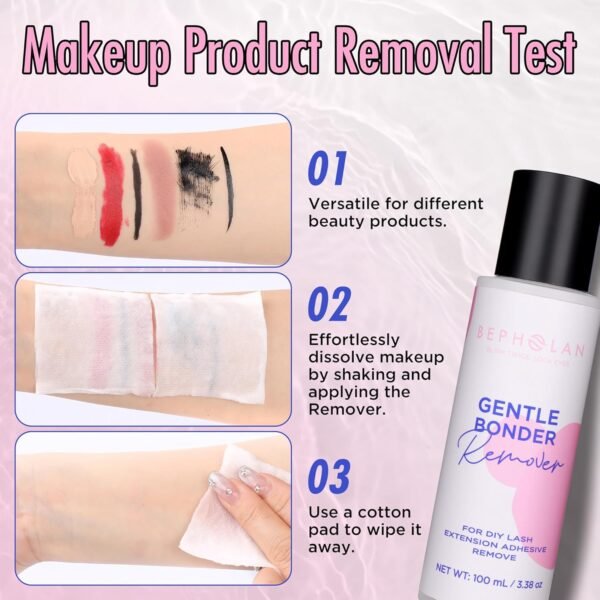 BEPHOLAN Cluster Lash Glue Remover 100ml, DIY Eyelash Extension Remover, Bond & Seal Adhesive Self Use, for Sensitive Eyes, Eye Makeup & Mascara Remover
