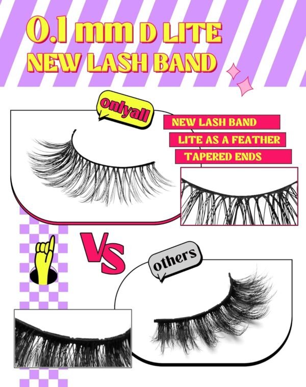 81-5aerLJL._SL1500_.jpg Onlyall Natural Lashes Wispy Lashes Natural Look False Eyelashes Natural Flared Eyelashes False Eye Lashes Soft Fluffy Lashes 7 Pairs DK53