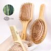 3PCS Bamboo Hair Brush Set,Natural Wooden Brush for Women, madam, Paddle Detangling Brush for Dry/Curly/Thick/Thin/Straight Hair