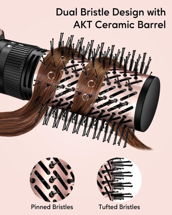Terviiix 4-in-1 Hot Air Rotating Blow Dryer Brush Kit – 1000W with Rotatable Round Brushes (2 Sizes), Oval Volumizer, and Diffuser – Ideal for Curly Hair, with Arthritis-Friendly Big Buttons, Black