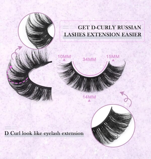 81-WF2Fjs9L._SL1500_.jpg False Eyelashes Russian Strip Lashes Volume Fake Eyelashes Extension D-Curly Wispy Handmade Soft Reusable 14 Pairs Lashes Pack