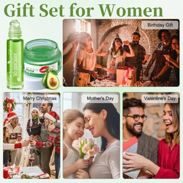81-gnUTGF6L._SL1500_.jpg Lip Exfoliator & Lip Oil Set 2PCS - Avocado Lip Scrub & Lip Oil for Women - Hydrating Lip Moisturizer - Lip Scrubber Exfoliator - Lip Mask - Reduce Lip Lines Lip Products - Gifts for Teen Girls