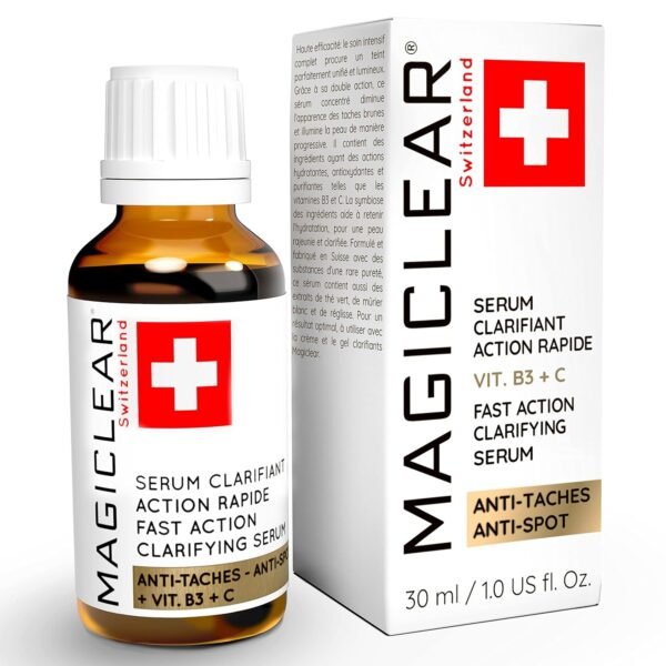 Luxury Swiss Dark Spot Remover for Face and Body Serum Age Sun Brown Spot Acne Freckles Corrector Melasma treatment Anti aging Skin Vitamin C + Niacinamide best organic brand Magiclear
