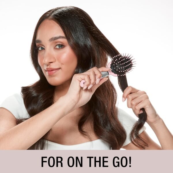 81073VS342L._SL1500_.jpg Conair Velvet Touch oval cushion hair brush - Travel Hairbrush- Detangling - curly or straight styles - detangler brushes - women or men - Blush Pink