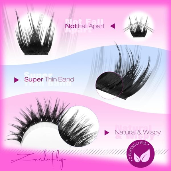 8108OLQWwoL._SL1500_.jpg Lash Clusters Kit DIY Lash Extension Kit Volume Cluster Eyelash Extension Kit D-curly Individual lashes 10-18MM Wispy Eyelash Clusters with Lash Cluster Glue and Tweezers by zanlufly