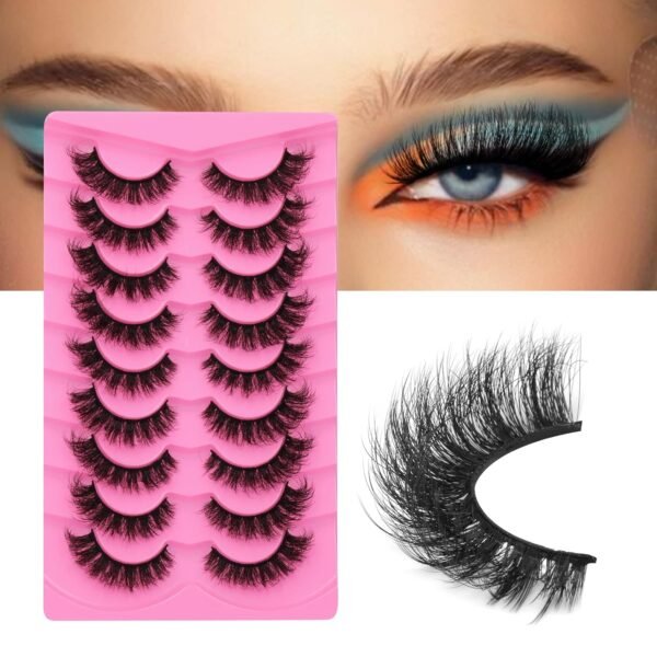 8109BMuO-NL._SL1500_.jpg Mink Lashes Fluffier Wispy False Eyelashes 15mm Natural Thick Volume Fluffy Curly Fake Eyelashes 9 Pairs by Yawamica