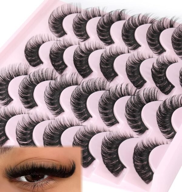 810bnupyTeL._SL1500_.jpg False Eyelashes Russian Strip Lashes Volume Fake Eyelashes Extension D-Curly Wispy Handmade Soft Reusable 14 Pairs Lashes Pack