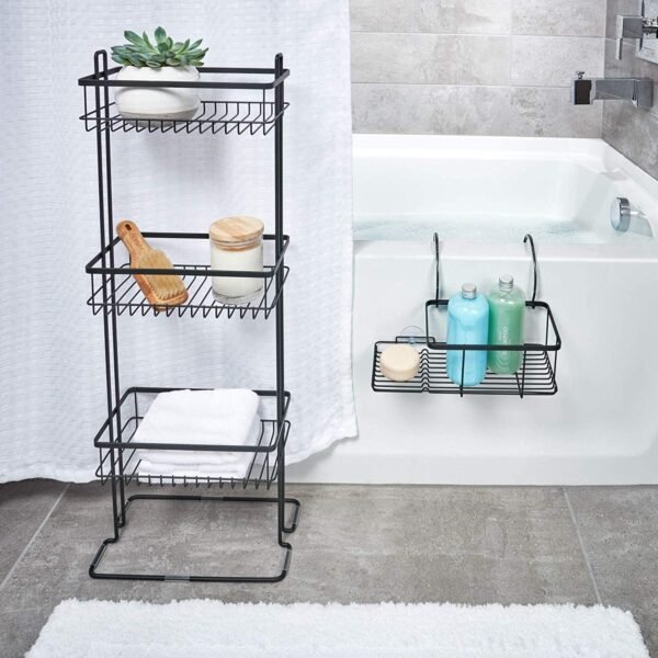 iDesign Metal Over the Bath Caddy Basket, The Everett Collection – 12.08” x 10.2” x 6.64”, Matte Black