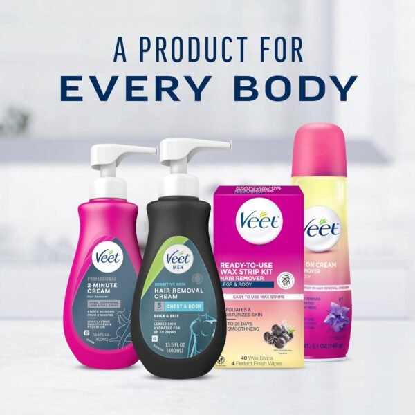 Veet Hair Removal Cream For Men, 5 Min Sensitive Skin, Hair Removal Gel For Body, Chest & Back, Dermatologically Tested, 13.5 FL OZ w/ Spatula