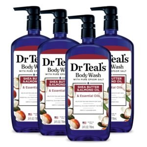 Dr Teal's Body Wash with Pure Epsom Salt, with Shea Butter & Almond Oil, 24 fl oz (Pack of 4)