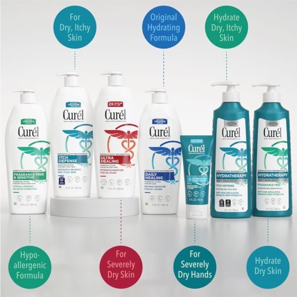 8113djtIZL._SL1500_.jpg Curel Ultra Healing Intensive Fragrance-Free Lotion For Extra-Dry Skin, Dermatologist Recommended, Ideal for Sensitive Skin, Cruelty Free, Paraben Free, 1 Oz, Pack of 30