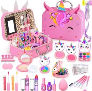 Kids Makeup Kit for Girl - Kids Washable Makeup Girls Toys with Cosmetic Case, Real Girl Makeup Sets for Kid Children Christmas Birthday Gifts Toys for 3 4 5 6 7 8-12 Year Old Girls