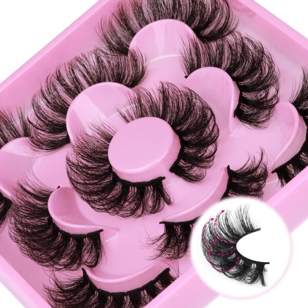 811tvDTvksL._SL1500_.jpg Focipeysa Dramatic Eyelashes Fluffy Faux Mink Lashes 22mm Long False Eyelashes D Curl Eyelashes that Look Like Extension 5 Pairs Pack