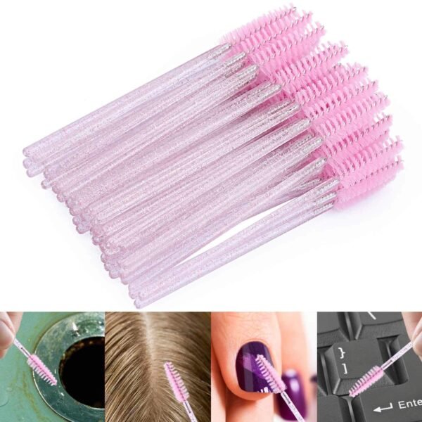 812BTS1Vb0L._SL1500_.jpg Tbestmax 100 Disposable Eyelash Brush Mascara Wands Spoolies for Eye Lashes Extension Eyebrow and Makeup Pink