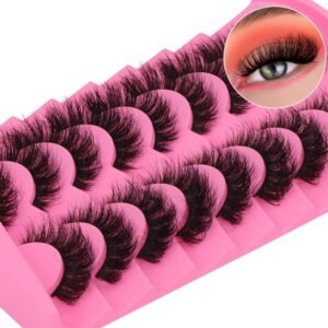 812FZvZdyL._SL1500_.jpg Mink Lashes Fluffier Wispy False Eyelashes 15mm Natural Thick Volume Fluffy Curly Fake Eyelashes 9 Pairs by Yawamica