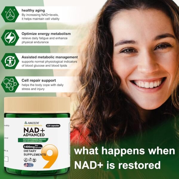NAD Supplements,Liposomal NAD+ with Resveratrol,1400mg Per Serving,120 Capsules,Supplements for Anti-Aging,Skin Repair,Fatigue Relief,Immunity Enhancement and Antioxidant