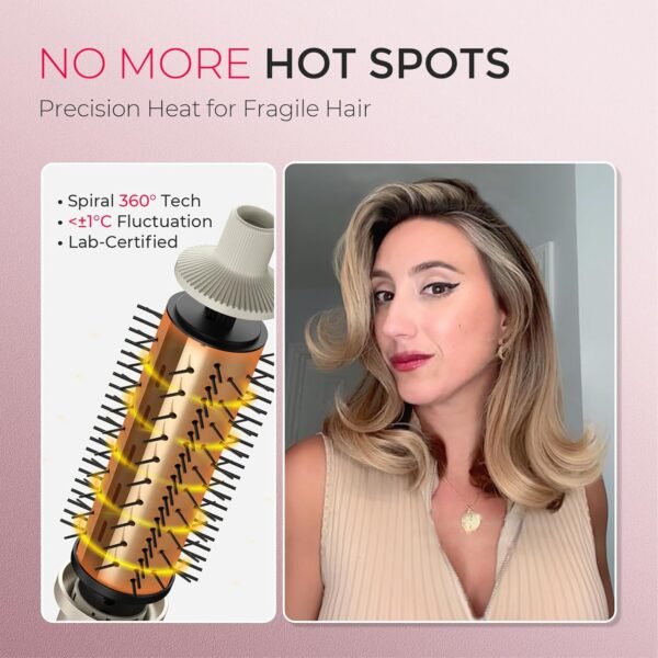 812m1Rb7J7L._AC_SL1500_.jpg TYMO StyluxPro Thermal Brush Curling Brush - 800M Ionic Heated Round Volumizer with 3D Straightener Teeth, 20% Larger Barrel for Faster Blowout, 5-Temp, Travel Dual Voltage, Salon Styler, 1.5 Inch