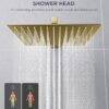 FORIOUS Rain Shower Head System, 10 Inch Shower Faucet Set with with handheld combo, Solid Brass Pressure Balanced Valve and Trim Kit Fixtures, Wall Mounted, Brushed Gold