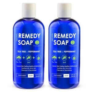 Truremedy Naturals 12oz Tea Tree Oil Body Wash - Pack of 2 - Tea Tree Soap with Aloe and Peppermint Oil - Moisturizing Foot Wash - Suitable for All Skin Types