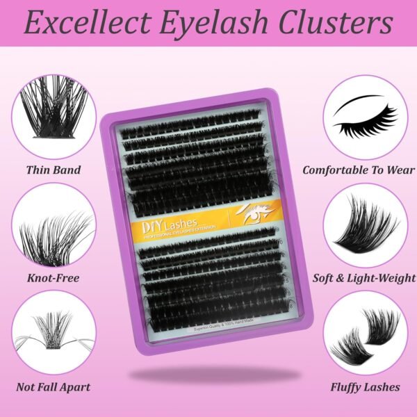C Curl Lash Clusters Extensions 280 Pcs Individual Eye lash Clusters 100D Cluster Eyelash Lashes Wispy Clusters Lashes Makeup at Home - DIY Lash Extension Kit for Self Application (9-18MM) Mix