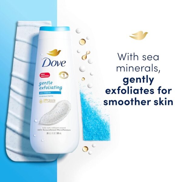 Dove Body Wash Gentle Exfoliating With Sea Minerals 4 Count Instantly Reveals Visibly Smoother Skin Cleanser That Effectively Washes Away Bacteria While Nourishing Your Skin 20 oz
