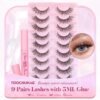 813LbshhA0L._SL1500_.jpg Natural Lashes Kit with Lash Glue 3D False Eyelashes Wispy 12mm Short Cat-Eye Lashes with 5ML Clear Eyelash Glue 9 Pairs Fake Eyelashes with Glue by TOOCHUNAG