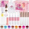 BRIPATI DIY Lip Gloss Making Kit, 46PCS DIY Lip Gloss Kit to Make Your Own Lip Gloss, Moisturizing Lip Glaze Handmade Set, Beginner Lip Gloss Kit, Lip Gloss Making Supplies Set for Women Girls