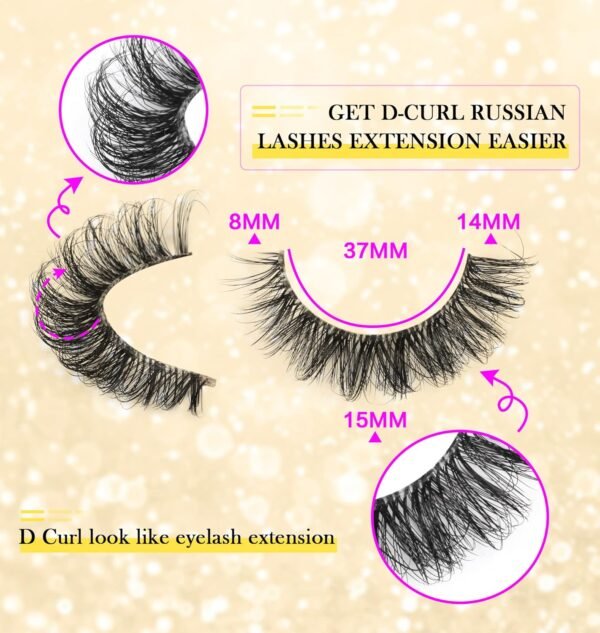 813QvzdBgaL._SL1500_.jpg False Eyelashes Russian Strip Lashes D Curl Wispy Natural Look Faux Mink Lashes Like Eyelash Extension Fluffy zanlufly Transparent Band Cat Eye Fake Eyelashes Pack