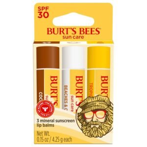 813YTgJFLYL._SL1500_.jpg Burt’s Bees SPF 30 Lip Balm, Island Getaway - Coco Loco, Beaches & Cream, Tropic Like It's Hot, Water-Resistant Sun Care, Natural Origin Lip Treatment, 3 Tubes, 0.15 oz